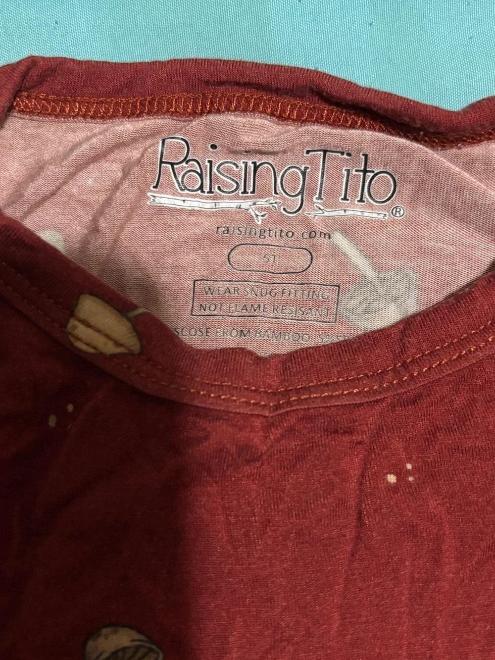 Raising Tito organic pajamas 2 piece set 5T  woodland mushrooms